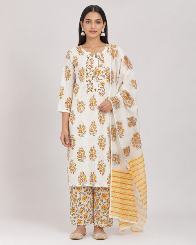 100% Cotton 3 Piece Kurti Set