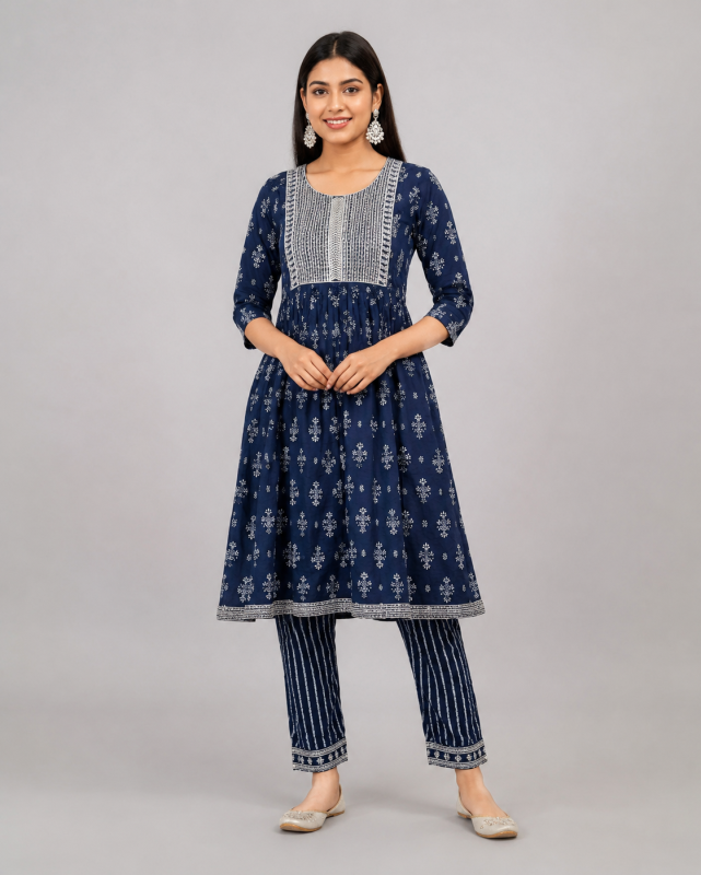Anarkali Kurta with Embroidered Yoke