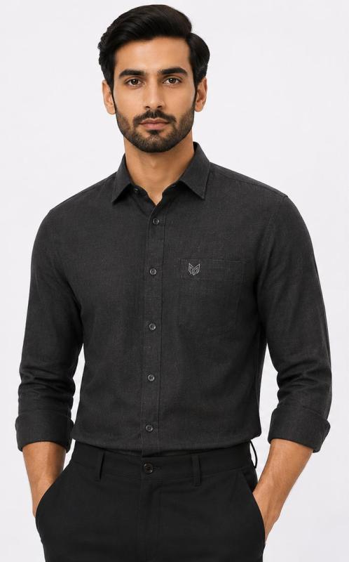 MENTEE BLACK LENIN FULL SLEEVE SHIRTS