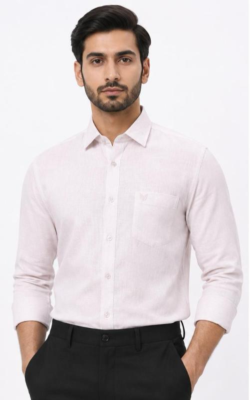 MENTEE BABY PINK LENIN FULL SLEEVE SHIRTS