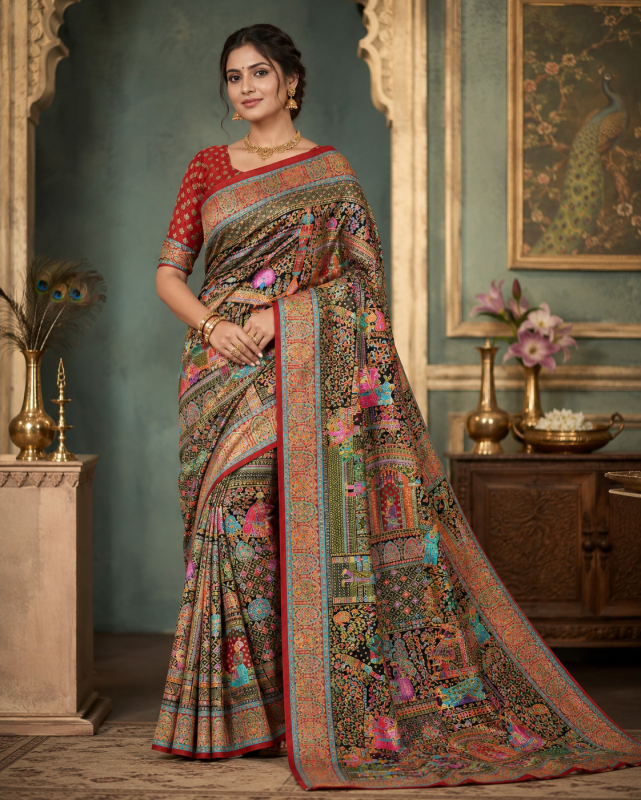 MULTY COLOUR PURE VISCOSE DOLA DIGITAL PRINT SAREE
