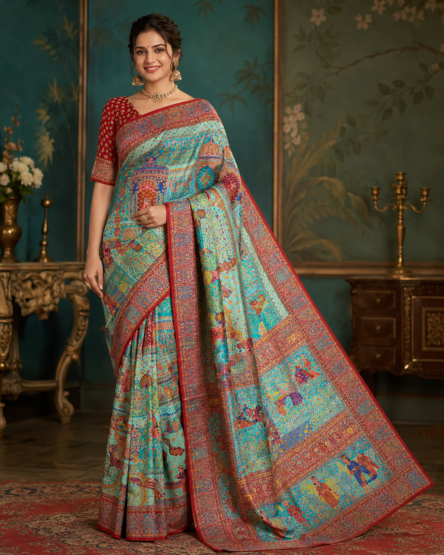 MULTY COLOUR PURE VISCOSE DOLA DIGITAL PRINT SAREE