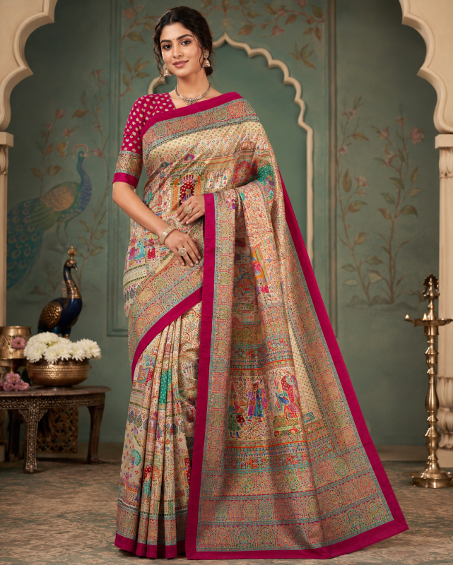 MULTY COLOUR PURE VISCOSE DOLA DIGITAL PRINT SAREE