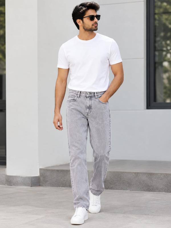 Loose Fit Baggy  Light Grey Jeans