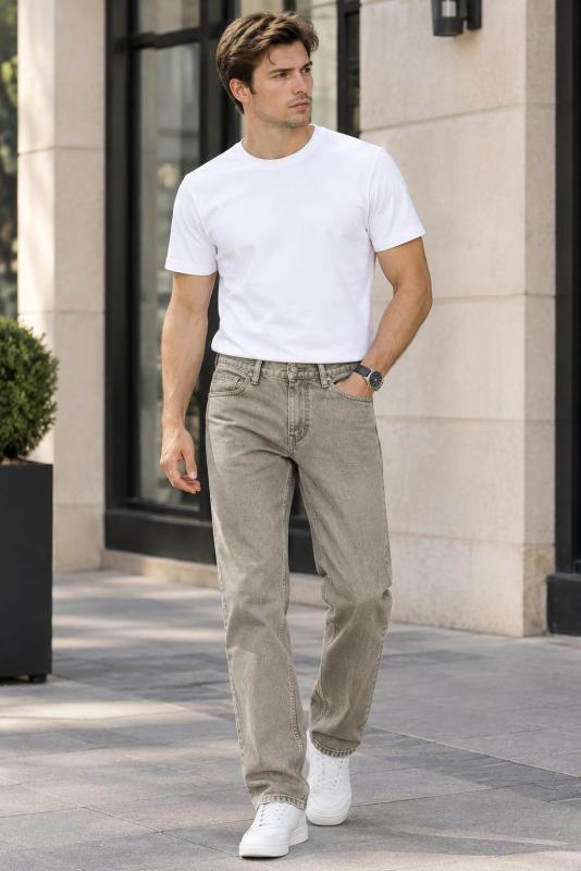 Loose Baggy Jeans Vintage Khaki Colour